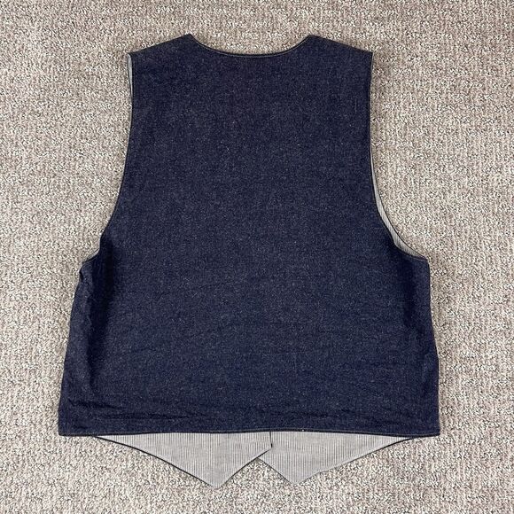 Handmade Vest Womens Medium Chambray Ribbon Embroidered Floral Cottage Retro 90s - Picture 9 of 9